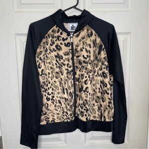 Juicy Couture Cheetah Print Cropped Full Zip Track Jacket Polyester Women Sz XL